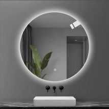 Specchio 5 mm tondo retroilluminato led interruttore touch pvc e mdf *** misura Ø60, tonalità dimmerabile 2700-4500...