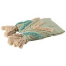 Plaids, deken J-line  PLAID ZIGZAG CARRE COT BLEU (130x160x130cm)