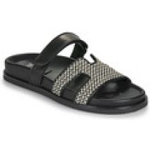 Slippers Exé Shoes  966-KIMOLOS-LEATHER-BEIGE-BLACK