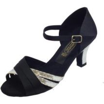 Sandales Vitiello Dance Shoes 303 Raso nero Sat. Argento forma