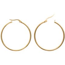 Boucles oreilles Brillaxis Créoles acier doré 40mm fil rond 2 mm