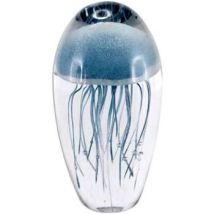 Statuettes et figurines Faye Presse papier sulfure méduse bleue en verre 12 cm