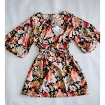Robe courte Made In Italy Moderne Robe Mini Flowers Black