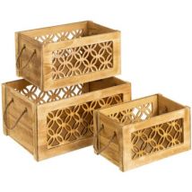 Paniers, boites et corbeilles Unimasa Lot de 3 boites de rangement en bois