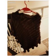 Gilet Sans marque Poncho fourrure marron