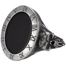 Bijoux Orusbijoux Bague Homme Chevalière Argent Pierre Onyx Têtes De Mort