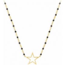 Collier Orusbijoux Collier Argent Doré étoile Et Pierre Spinelle Noire