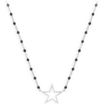 Collier Orusbijoux Collier Argent Rhodié étoile Et Pierre Spinelle Noire