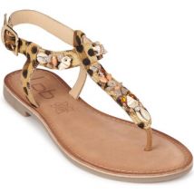 Sandales plates Les Petites Bombes Tongs Cuir Léopard Badria- Les Petites Bombes