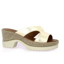 Sandales compensées Lune Et L'autre Mules cuir laminé