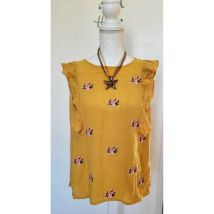 Blouses Grain De Malice Top moutarde à volants