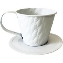 Vases, caches pots d'intérieur Decostar Cache pot en métal blanc en forme de tasse