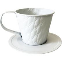 Vases, caches pots d'intérieur Decostar Cache pot en métal blanc en forme de tasse