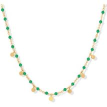 Bijoux Orusbijoux Collier Argent Doré Petites Perles Pampilles Et Pierre Onyx