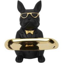 Statuettes et figurines La Chaise Longue Statue Bulldog noir vide-poche
