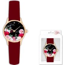 Montre Stc Montre fantaisie Fleurs pour Femme - rouge