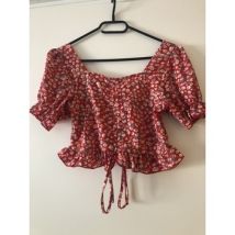 Debardeur Shein Chemisier rouges à fleurs
