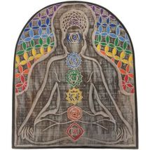 Tableaux, toiles Menta Et Limon Décoration murale en bois patiné Chakras sukhasana