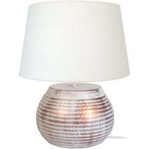 Lampes de bureau Tosel Lampe de salon globe métal blanc or et écru