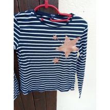 T-shirt enfant Kiabi Sweat léger rayures et étoiles bleu marine