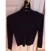 Pull Manoukian PULL BLEU MARINE A COL ROULE