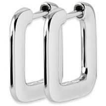 Boucles oreilles Brillaxis Créoles carrés argent rhodié