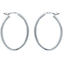 Boucles oreilles Brillaxis Créoles ovales argent rhodié 30mm fil rond 2 mm