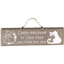 Tableaux, toiles Qualiart Plaque décorative en bois - Chien méchant - Taupe