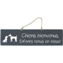 Tableaux, toiles Qualiart Plaque décorative en bois - Chiens bienvenus - noir