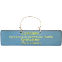 Tableaux, toiles Qualiart Plaque décorative en bois bleue - le capitalisme