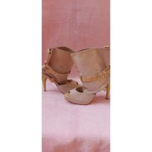 Bottines Ssamzie SSAMZIE bottines ouvertes en daim et cuir talons plateaux style