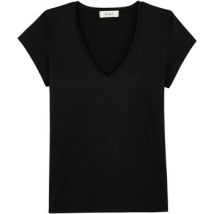 T-shirt Maison Lemahieu T-shirt col V femme lin Noir