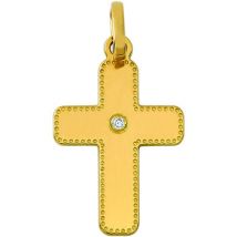 Pendentifs Brillaxis Pendentif croix liseré perlé or diamant