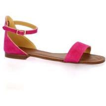 Sandales plates Gianni Crasto Nu pieds cuir velours fushia