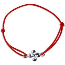 Bracelets Bijoux Basques Bracelet croix basque argent sur élastique rouge