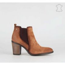Bottines Vera Collection Chelsea boots à talons, en daim cognac