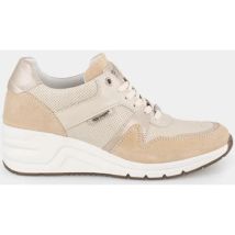 Baskets Vera Collection Tennis femmes compensées en Cuir, Beige
