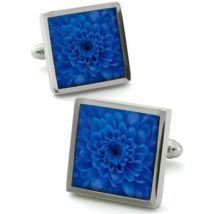 Boutons de manchettes Robert Charles Boutons de manchette Chrysanthèmes Bleu
