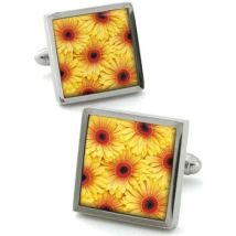 Boutons de manchettes Robert Charles Boutons de manchette Gerbera Jaune