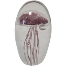 Statuettes et figurines Faye Presse papier sulfure méduse aubergine en verre 8 cm