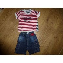 Ensembles enfant Orchestra Ensemble short jean + t-shirt rayé Orchestra - 6 mois