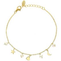 Bracelets Orusbijoux Bracelet Argent Doré étoile Cœur Et Perles Naturelles