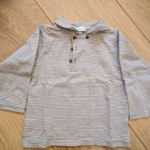 Polo enfant Du Pareil Au Meme Polo manches longues marron rayé blanc DPAM - 18 mois