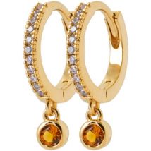 Boucles oreilles Brillaxis Créoles pampille orange plaqué or