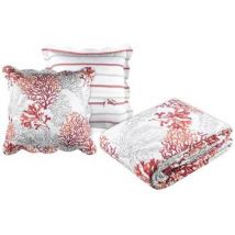 Couvertures Stof Set couvre lit boutis Corail et 2 taies taille 260 x 240 cm