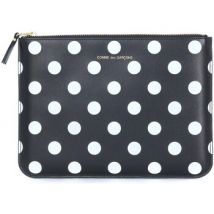 Portefeuille Comme Des Garcons Bolso de mano des Garçons en cuir noir à pois blancs