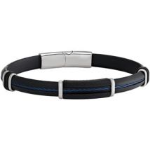 Bracelets Jourdan Bracelet Aslan Caoutchou noir et acier bleu