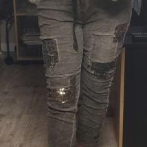 Jeggins / Joggs Jeans Capucine Pantalon Boyfriend patch irisé neuf étiquette