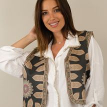 Debardeur Capucine Gilet sans manche court fluide noir neuf étiquette