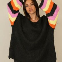Pull Capucine Pull laine manches rayées noir neuf étiquette